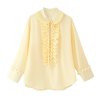 Women's collar long sleeved ruffled shirt top